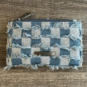 Frayed Checkered Denim Wallet